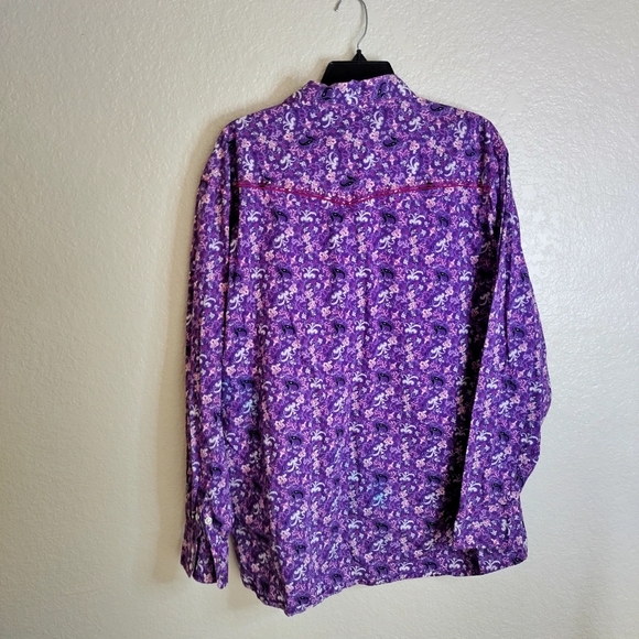 Cowgirl Hardware Purple Pearl Snap Button Down Long Sleeve Shirt Sz 2xl - Picture 5 of 7